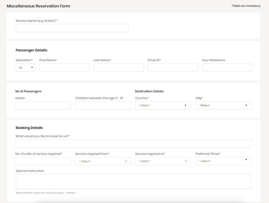 Miscellaneous Booking Services | Travel Booking Script